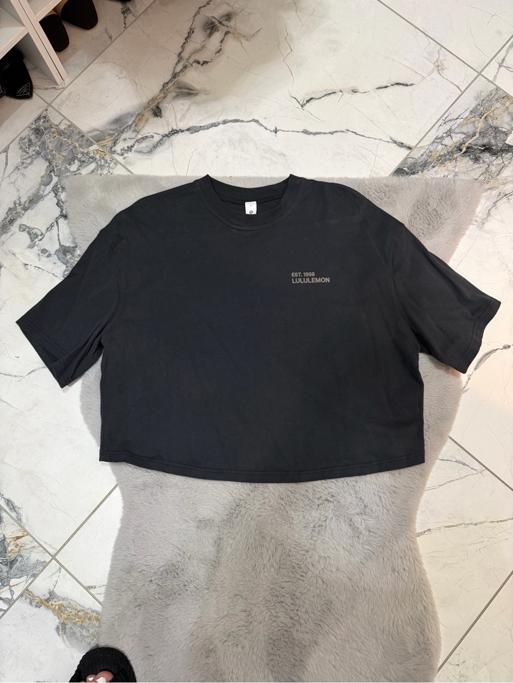 lululemon athletica Black Cropped Crew Tee
